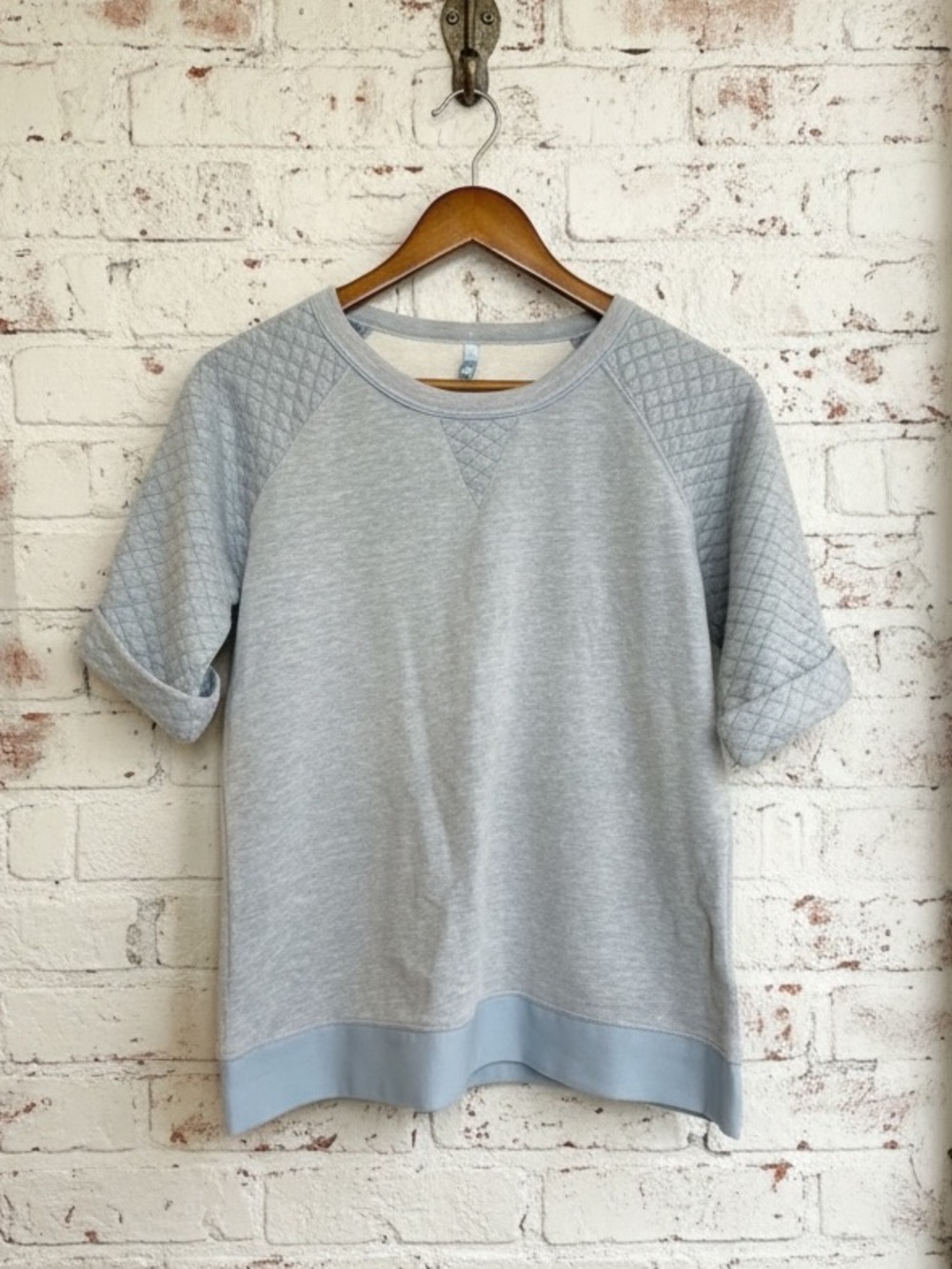 Karen Millen Quilted Short Sleeve Blue Top Size 8